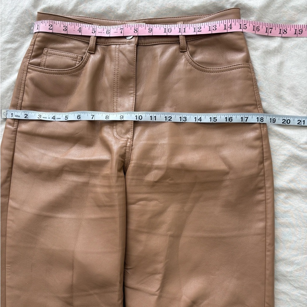 Wilfred Faux Leather Straight-Leg Pants in Caramel Brown Size 6 - Picture 5 of 7